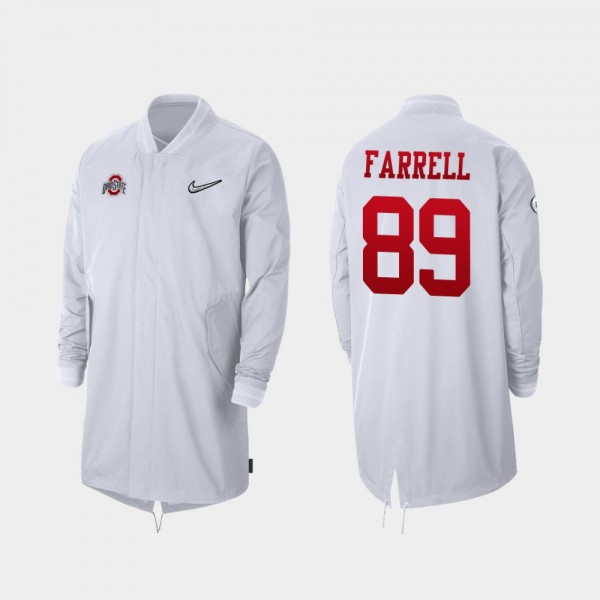 Ohio State Buckeyes Luke Farrell Men's #89 Playoff Bound 2019 Sideline Full-Zip White College Football Jacket 2404OJRW8